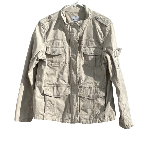 Kensie Jackets & Blazers - Kensie Cream Khaki Jean Jacket- Pockets- Large